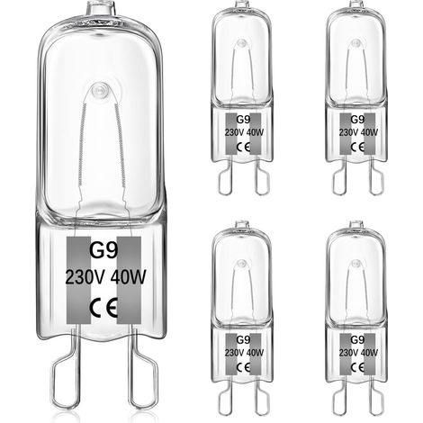 G9-halogenlampe, 40 W, Warmgelb (3000 K), 560 Lm, 230 V, Geeignet Für Backöfen Und Tischlampen, 5 Stück