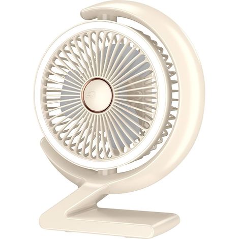 Tischventilator, Leiser Tragbarer Tischventilator, Ventilator, Tischlampe, Geeignet Für Schlafzimmer, Büro, Beige