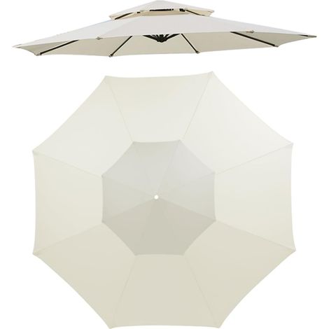 Schutzhülle Für Terrassenschirme – Doppellagige Ersatzhülle, 8 Streben, 25 Cm Durchmesser, Uv-beständig, Beige