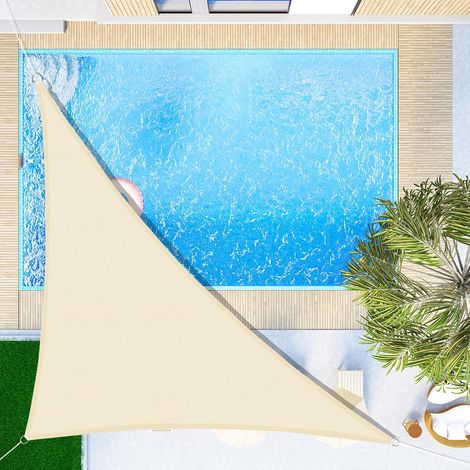 Dreieckiges Sonnensegel 3x3x4,3 M, Wasserdichtes Schattierungstuch, Uv-schutz, Geeignet Für Garten, Terrasse, Balkon, Beige