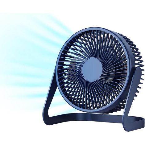 Tischventilator, Kleiner Tragbarer Usb-ventilator, 2 Geschwindigkeitsstufen, 360°-drehung, Geeignet Für Arbeit/studium (blau), 16,5 Cm