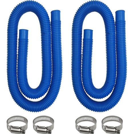 Schwimmbadschlauch, Ersatzschlauch, 1,25" Durchmesser, Einfach Zu Installieren, Für Aufstellpools (2 Schläuche Und 4 Klemmen)