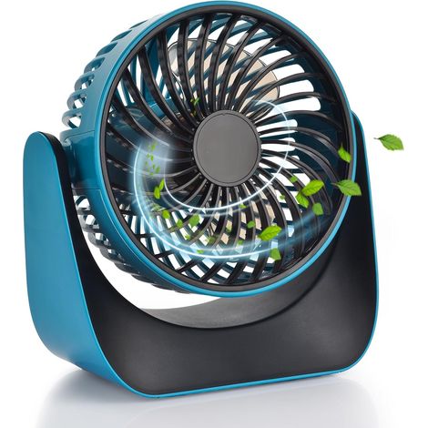 Tischventilator, Tragbarer Tischventilator, Leiser Ventilator, 360° Verstellbar, Geeignet Für Zuhause, Büro Und Reisen, Blau