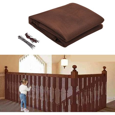 Treppenschutznetz, Balkonschutznetz, Kindersicherheitsnetz, 2 X 0,8 M (braun)