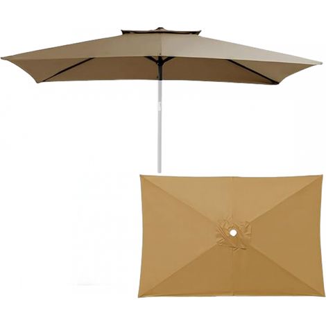 Ersatzschirm, Rechteckig, 2 X 3 M, Für Strand, Pool, Terrasse, Garten (khaki)