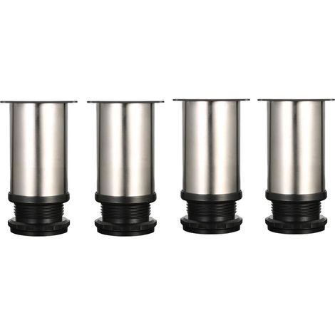Verstellbare Füße, 8 Cm Hoch Und Dick, Für Möbel, Tische Und Andere Gegenstände, Aus Gebürstetem Edelstahl, Höhenverstellbar Von 0 Bis 15 Mm. Edelstahlschrauben.
