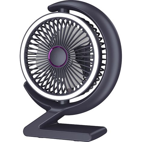 Tischventilator, Leiser Tragbarer Tischventilator, Ventilator, Tischlampe, Geeignet Für Schlafzimmer, Büro, Grau