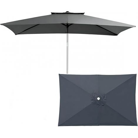 Ersatzdach Für Sonnenschirm, Rechteckig 2 X 3 M, Für Strand, Pool, Terrasse, Garten (grau)