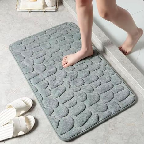 Rutschfeste Badematte – Kieselsteinmuster – Rutschfeste Fliesen – 40 X 60 Cm, Grau