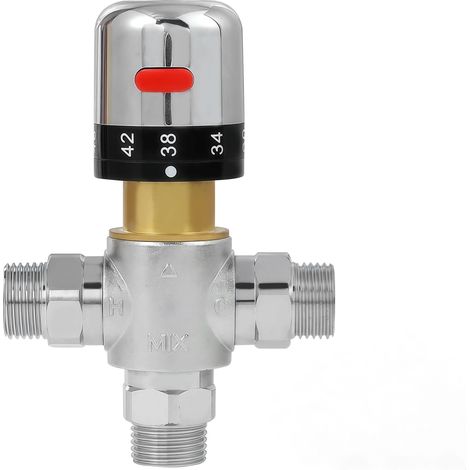 Thermostatische Duscharmatur, 1/2-zoll-gewindeanschluss, Fahrenheit-skala, Material: Messing, Einteiliges Design, Silberfarben.