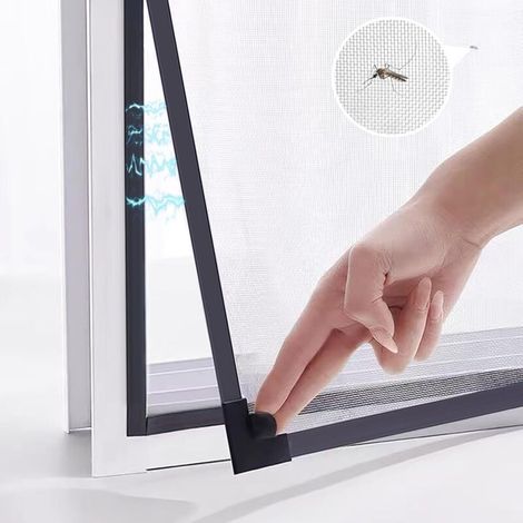 Selbstmontierbares Magnetisches Moskitonetz – Verstellbares Fenster-moskitonetz, 1-teilig, Grau, 50 × 120 Cm