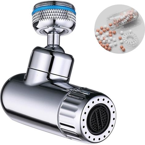 Wasserhahnfilter (großes Silbernes Modell), Küchenarmatur Mit Filter, Schwenkbarer Strahlregler, Strahlreglerverlängerung