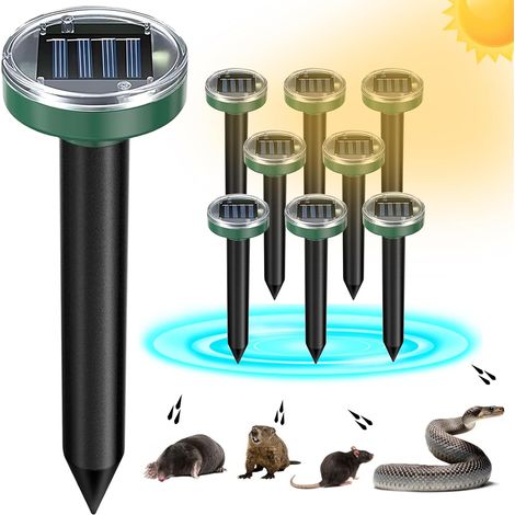 Set Mit 8 Solarbetriebenen Ratten- Und Schlangenabwehrgeräten, Ultraschallgeräte Zur Verwendung Im Freien, Für Rasenflächen Und Gärten