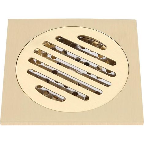 Quadratischer Bodenablauf Für Dusche Und Badezimmer, Messingsieb, Integriertes Wohnaccessoire, Antiker Stil, Aus Reinem Sanitärkupfer.