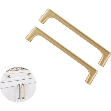 Set Mit 2 Küchentürgriffen Aus Gebürstetem Messing, 128 Mm Mittenabstand, Europäischer Stil, Griff Aus Zinklegierung (schrauben Inklusive)