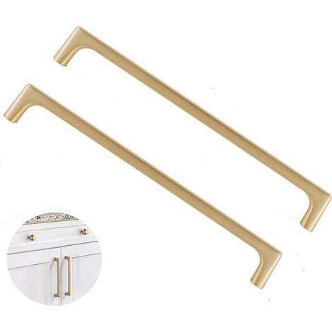 Set Aus 2 Küchentürgriffen Aus Gebürstetem Messing, 320 Mm Mittenabstand, Europäischer Stil, Griff Aus Zinklegierung (schrauben Inklusive)