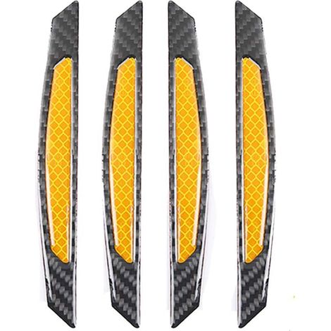 Set Mit 4 Universellen, Kratzfesten Schutzaufklebern Für Autotürkanten, Hergestellt Aus Reflektierender, Schwarzer Echtcarbonfaser