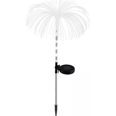 Dekorative Solarleuchte Mit Glasfaseroptik In Form Einer Qualle Und Einer Blume, Mehrfarbige Led, Für Garten Und Terrasse.