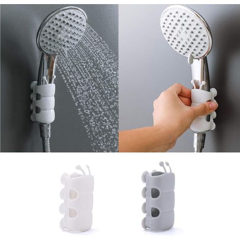 Duschkopfhalterung (2 Weiße Und 2 Graue Teile): 4 Wandhalterungen Mit Silikon-saugnäpfen, Kein Bohren Erforderlich, Für Marmor, Glas, Metall Und Mehr.