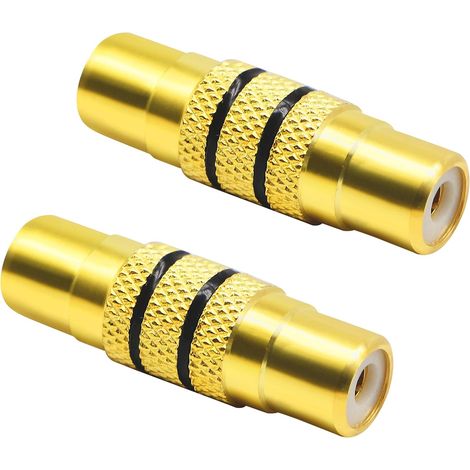 Vergoldeter Rca-buchse-auf-rca-buchse-videoadapter, Schwarzer Rca-kreis, 2 Stück