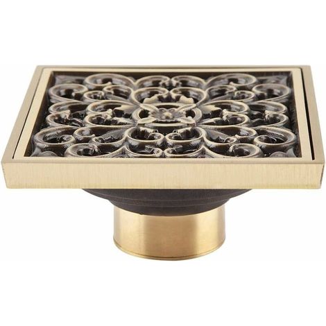 Antiker Quadratischer Bodenablauf Aus Messing – Unsichtbares Design (10 Cm) – Geeignet Für Badezimmer Und Duschräume