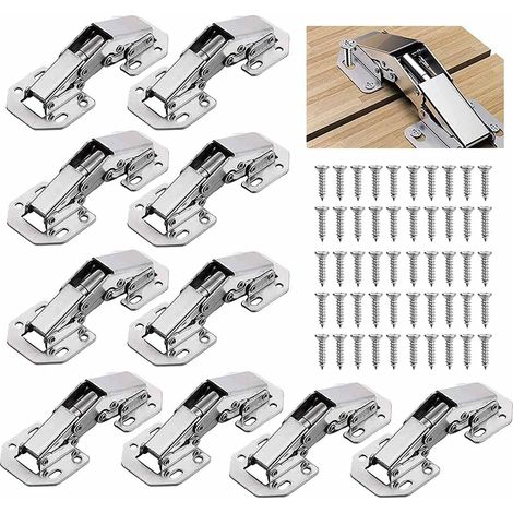 Winkelscharnier (7,6 Cm, 90°), 10er-packung Für Schrank- Und Küchentüren, Verdecktes Scharnier, Schrauben Inklusive, Kompatibel