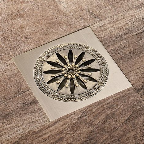 Duschablauf Aus Messing, Quadratischer Bodenablauf Mit Geruchsverschluss, Duschrost Für Badezimmer, Großer Durchmesser 10 X 10 Cm, Badezimmerzubehör