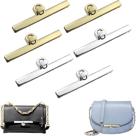 Set Mit 6 Drehverschlüssen Aus Zinklegierung Für Taschen, Geldbörsen Und Münzen, Bastelzubehör (silber Und Hellgold)