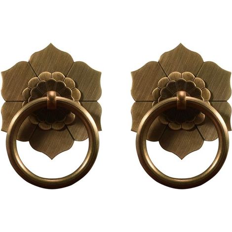 Set Aus 2 Ringgriffen Aus Antikem Messing (antikbronze) Für Küchenmöbel, Schränke Und Schubladen, Retro-stil.