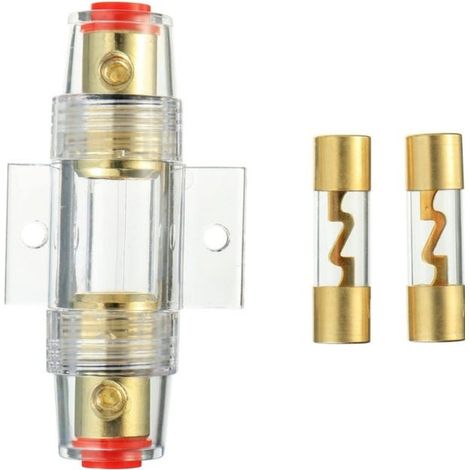 1 Vergoldeter Inline-agu-sicherungshalter Und 2 Vergoldete Glas-agu-60a-sicherungen Zum Schutz Der Kfz-stromversorgung (60a)