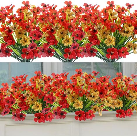 12 Uv-beständige Künstliche Blumensträuße Für Den Garten, Künstliche Seidenpflanzen Für Die Innendekoration Und Mehr