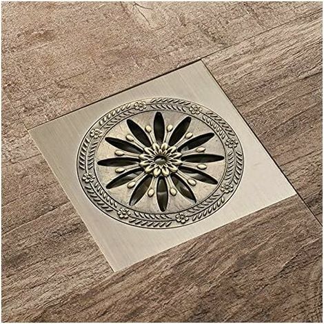 Antiker Duschablauf Aus Messing, Quadratisches, Geruchsdichtes Duschgitter Für Badezimmer, Großer Durchmesser 10 X 10 Cm, Badezimmeraccessoires