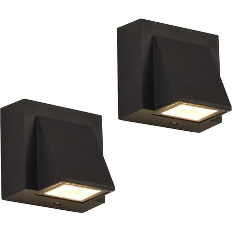 Außenwandleuchte Für Teelichter – 2er-pack, Wasserdicht (ip65), Led-wandleuchte, 5 W, 3000 K Warmweiß, Quadratische Aluminium-wandleuchte