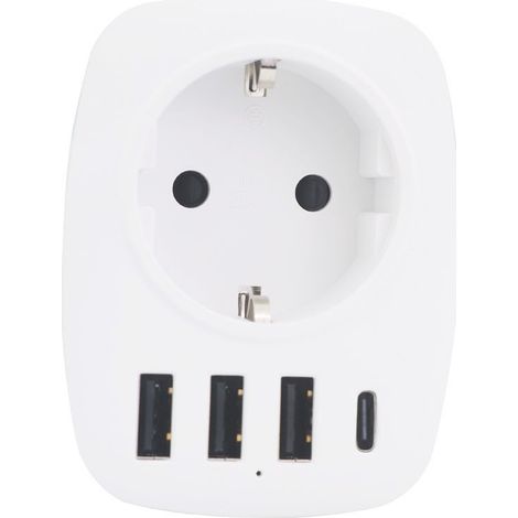 Reiseadapter Mit Britischem Stecker (vereinigtes Königreich, England, Frankreich) Und 3 Usb-anschlüssen Sowie 1 Usb-c-anschluss, Kompatibel Mit Französischen Steckern (