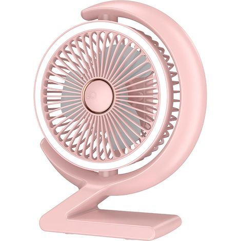 Tischventilator, Leiser, Tragbarer Tischventilator, Ventilator, Schreibtischlampe, Geeignet Für Schlafzimmer, Büro, Rosa