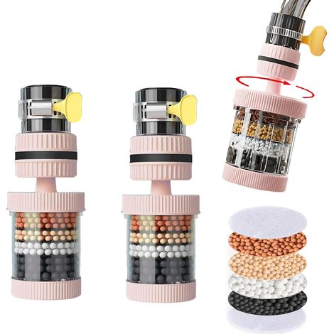 Universeller Wasserhahnfilter, 360° Drehbar, Aktivkohlefilter, Geeignet Für Spülbecken Und Küchen, 2er-pack, Rosa