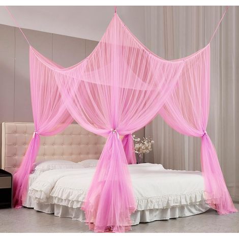 Moskitonetz Für Doppelbett, Für Drinnen Und Draußen Geeignet, Rosa, 190 X 210 X 240 Cm