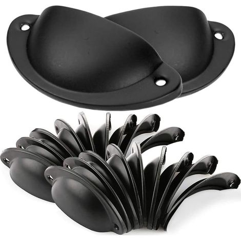Vintage-muschelgriff Für Küchenschubladen, Gebogener Retro-eisentürknopf Für Schränke, Schwarz.
