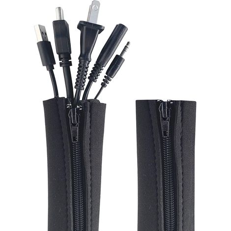 Kabelorganizer Mit Reißverschluss Und Kabelschutz Für Schreibtische Und Computer – 50 Cm X 11 Cm (2er-pack)