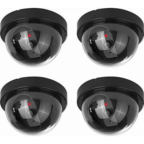 Attrappe Einer Kamera – Dome-kamera Mit Blinkender Roter Led – Geeignet Für Zuhause Oder Büro, 4er-pack, Schwarz