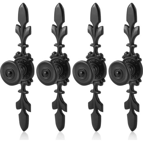 Set Mit 4 Türgriffen Im Vintage-stil, Retro-möbelgriffe Aus Schwarzem Aluminium, Für Schranktüren, Schubladen Und Ähnliche Haushaltsbeschläge
