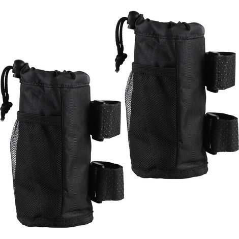 Fahrrad-getränkehalter Mit Netztasche, Wasserdichtem Kordelzuggriff, Flaschenhalter Für Mountainbikes, 2er-pack, Schwarz