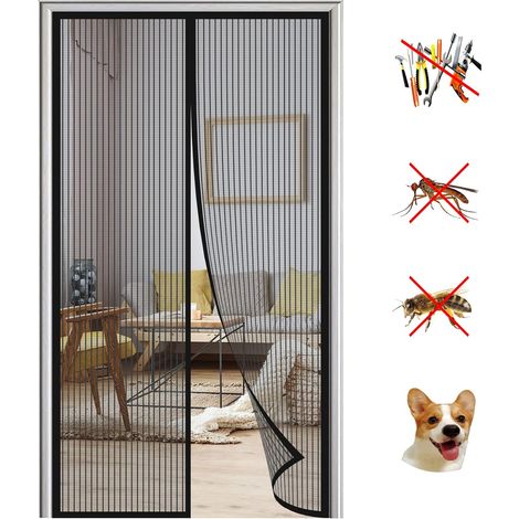 Selbstschließender Magnetischer Moskitonetz-türvorhang, 100 X 200 Cm, Schwarz