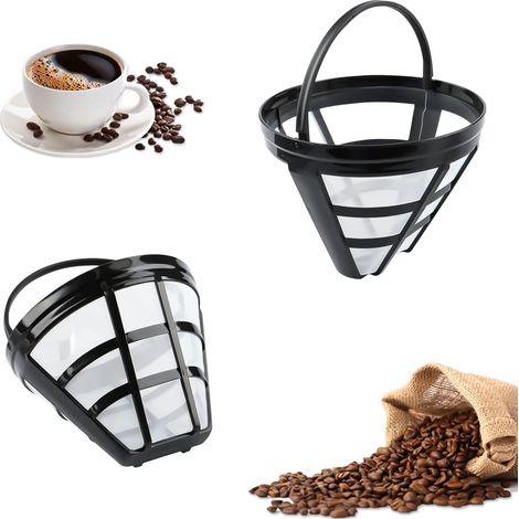 Set Mit 2 Wiederverwendbaren Kaffeefiltern, Universelle Netzkaffeefilter Mit Griffen