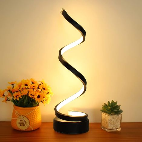 Moderne Und Schlichte Led-tischleuchte In Spiralform Mit Einstellbarer Helligkeit Für Schlafzimmer, Wohnzimmer Oder Nachttisch (schwarz)