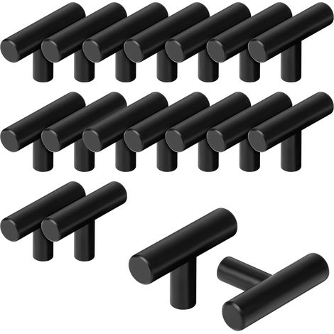 Möbelgriffe, Türgriffe Und Schubladengriffe Aus Edelstahl (mit Schrauben), 20 Stück (schwarz, Einlochig)