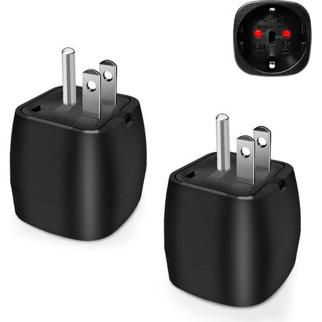 2er-pack Us-netzadapter (reisezubehör) – Französischer 2-poliger Stecker Auf Us-3-poligen Stecker