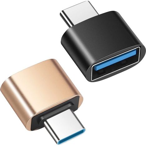 Usb-c-auf-usb-3.0-adapter (2er-pack), Usb-c-auf-usb-a-otg-adapter, Kompatibel Mit Macbook, Usb-c-smartphones Und Typ-c-geräten (schwarz Und Gold)