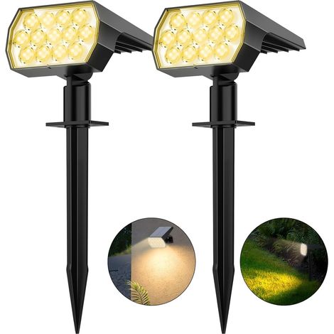 Solarbetriebener Weihnachtsstrahler – Ideal Für Gärten, Wege, Höfe, Pools, Terrassen Usw. – 2er-pack, Warmes Licht