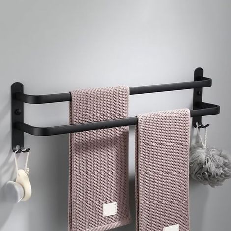 Handtuchhalter Fürs Badezimmer, Wandhandtuchhalter, Handtuchhalter Mit Haken, Doppelwandiger Handtuchhalter, Kein Bohren Erforderlich, 30 Cm